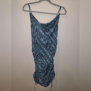 Free People Printed Slip Blue and Black Large NWT